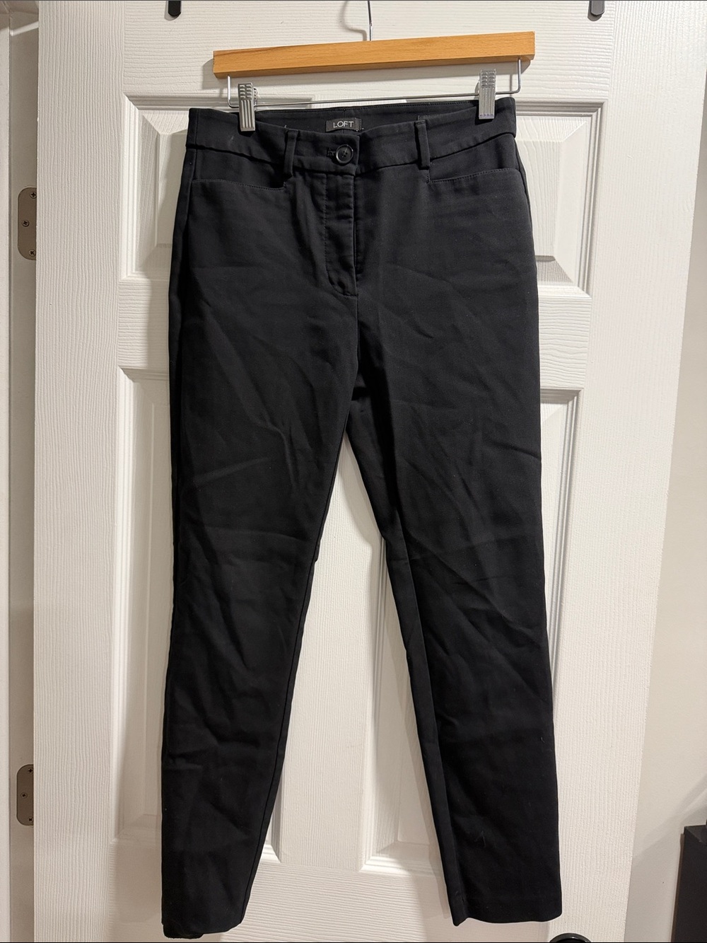 LOFT Black Tapered Stretch Ankle Pants